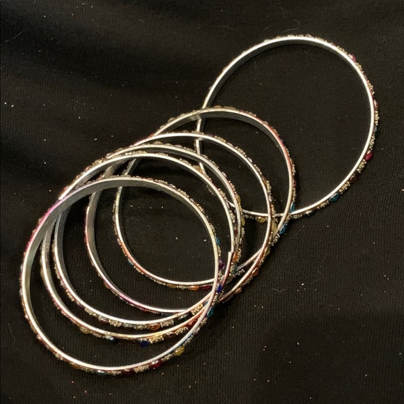 Colorful Gemstone Bangle Set - Picture 2 of 3